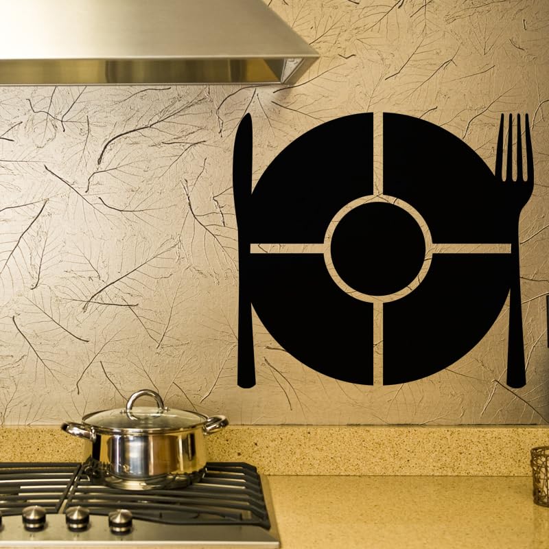 Stickers muraux ardoise pour organiser les menus de la cuisine avec motif couverts
