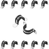JDHGSHL 3/4 Inch Rubber Cushioned Pipe Straps, 10 Pack Stainless Steel U-Bracket Clamps for Secure Conduit & Cable Fixing