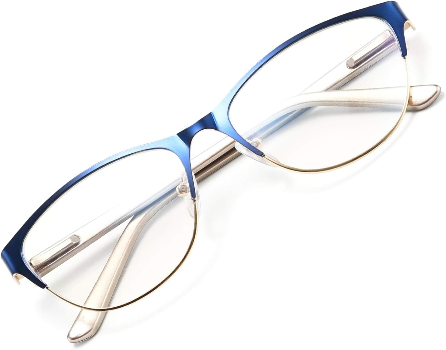 WANWAN Fashion Reading Glasses Women Men Anti-Reflective Reader Computer Glasses with Spring Hinges (Blue, 1.75)