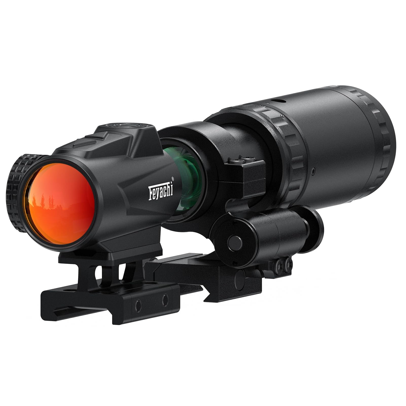 Feyachi V90 2 MOA Red Dot Visier mit 1,5X - 5X Red Dot Magnifier, 1 x 25mm Zielfernrohr Leuchtpunktvisier für 20/22mm Picatinny/Weaver-Schienen