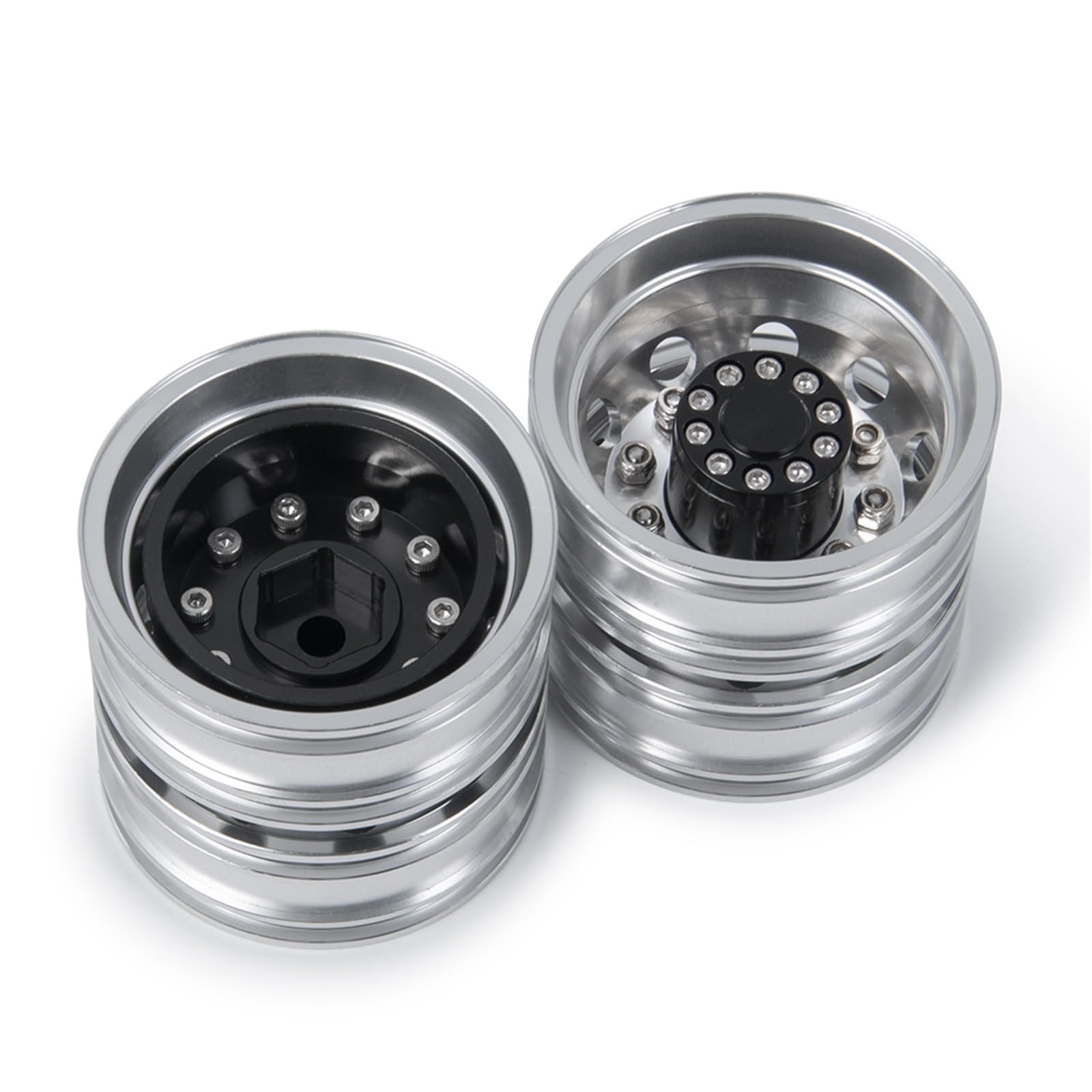 RC-Autoteile Zubehör Für Tamiya 1/14 2/4 Stück Aluminiumlegierung 10 Speichen Hinterradfelgen Nabe RC Anhänger Traktor LKW Automodell Upgrade Teile Modifikation Autozubehör