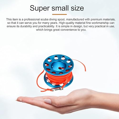 Miniatura 3 de Carrete de buceo de aleación de aluminio, 1 juego de carrete de dedo, carrete de buceo de aleación de aluminio con clip de perno terminado,