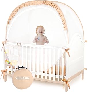 Safety Crib Tent Crib Net to Keep Baby in and Keep Baby from Climbing Out Portable Pop up Baby Tent Good for Girls Travel