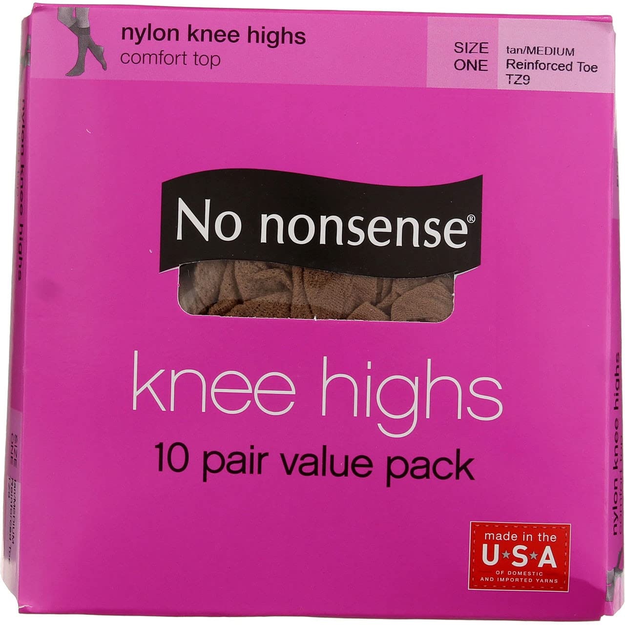 No Nonsense ZA1/TZ9 Size One Tan Knee Highs 10 Pair