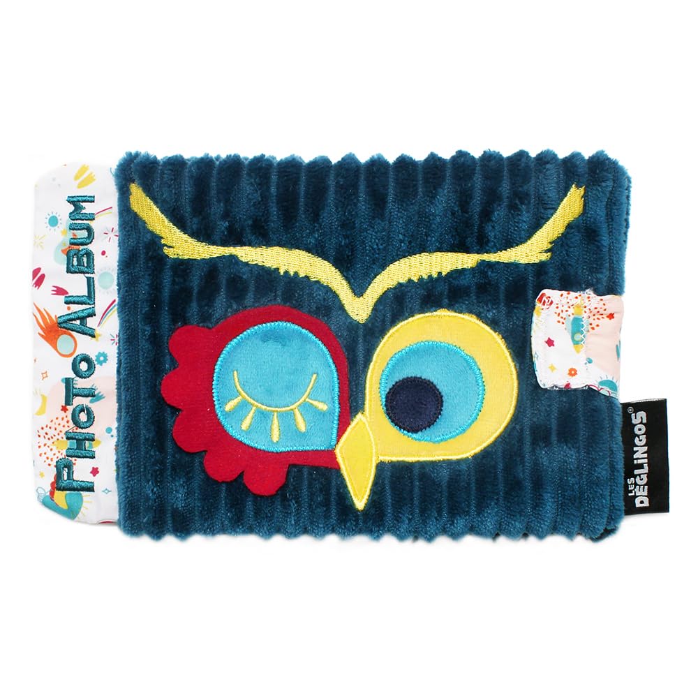 Les Déglingos Blue / Astros The Owl - Baby Photo Album - 10 Pockets 10 X 15 Cm - Ideal For Nursery - Recycled Padding - Blue