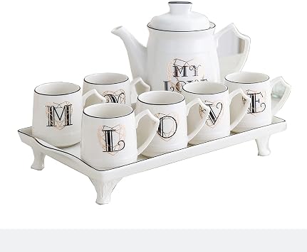 Porcelain Tea Set Europe Style Coffee Cup Set/Teapot Set/tea Cup 6 Cups 1  Teapot,1 tray for Home And Office Gifts WeddingC