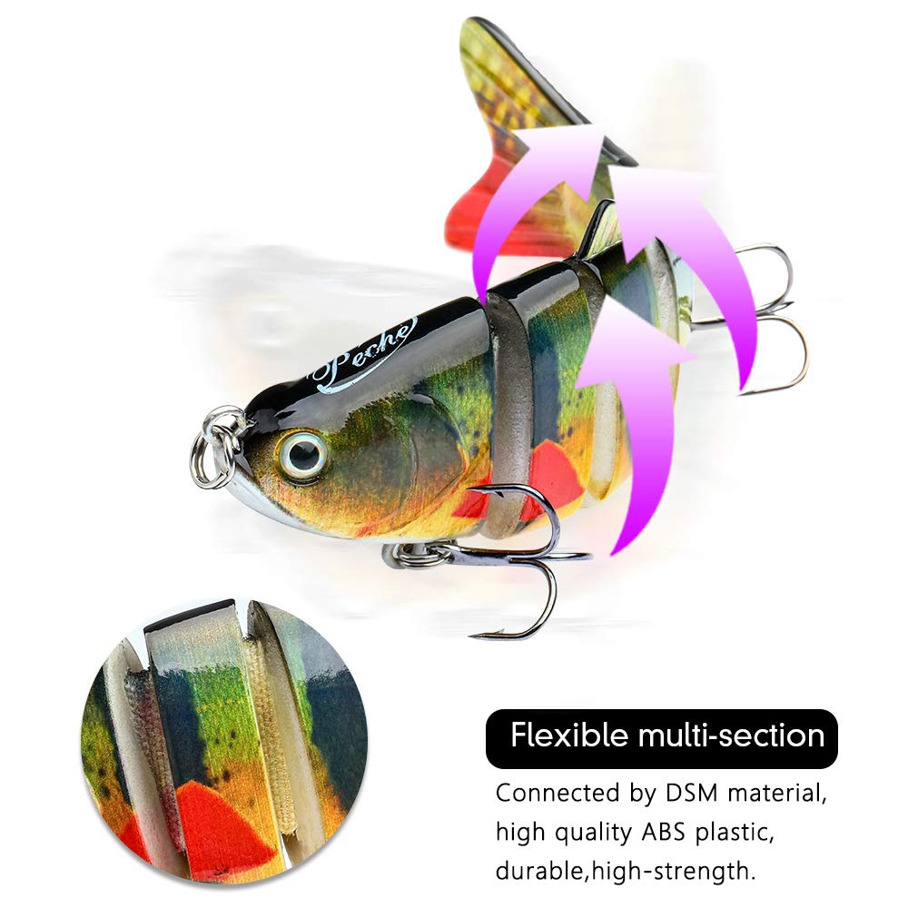 Leurre De Pêche Joyeee – Swimbait Flottant Pour Truite Et Brochet, Corps Segmenté, Hameçons Triples Ultra-piquants