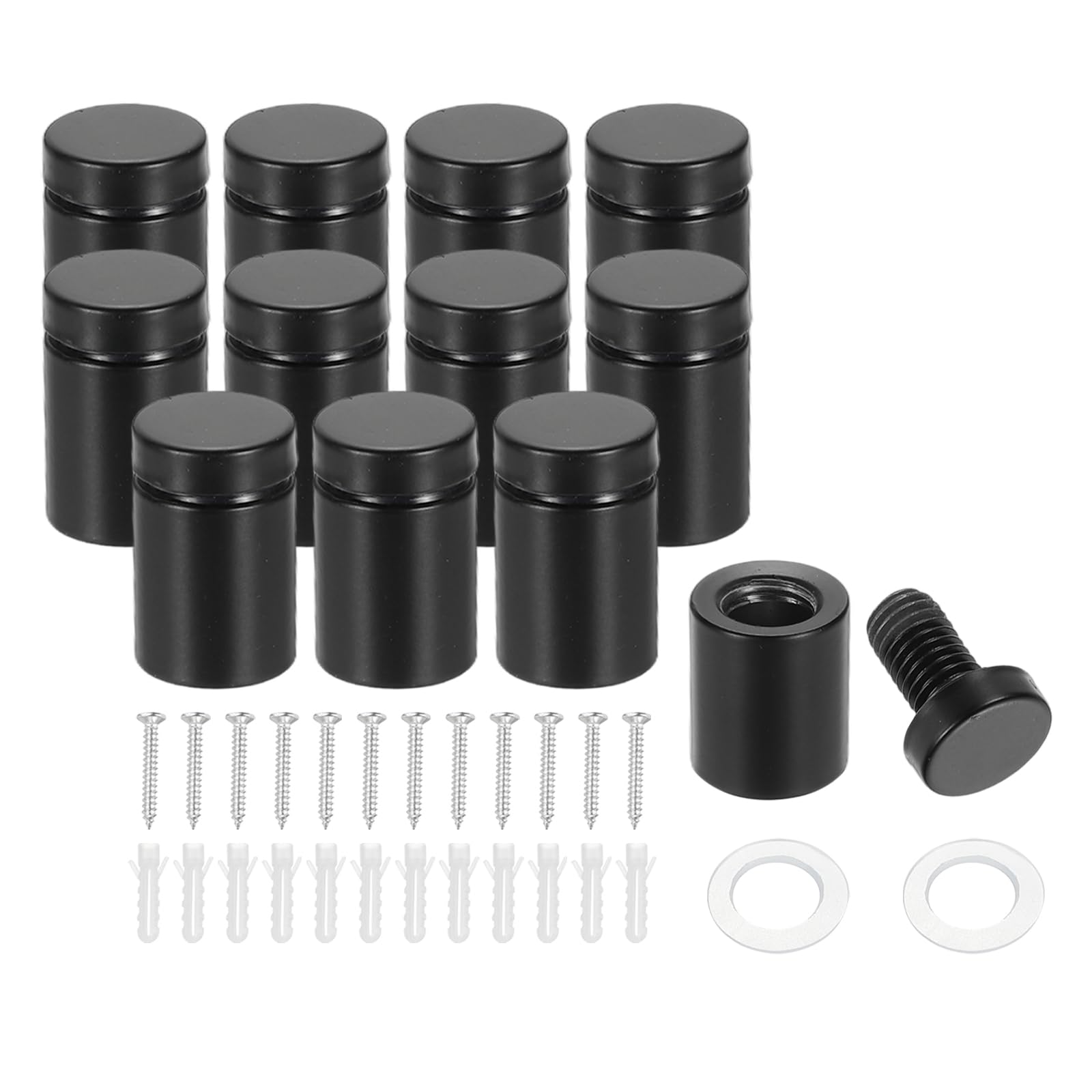 PATIKIL 3/4" x 1.2" Standoff Screws, 12 Pack Stainless Steel Wall Mount Sign Standoffs Mounting Hardware Advertising Nail for Hanging Acrylic Picture Frame, Black
