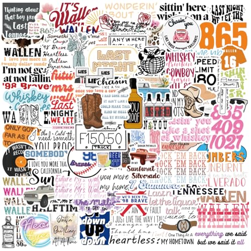 100 Country Music Singer Stickers Pack - Song Lyrics, Album & Pop Stickers for Fans, Concerts,...