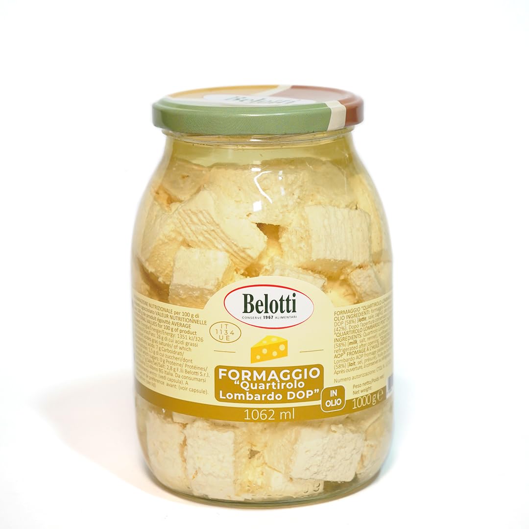 Formaggio Quartirolo DOP in Olio 1062 ml – Cubetti di Formaggio Italiano Conservati in Olio di Semi di Girasole – Barattolo da 1000 g (Confezione da 3 vasi)