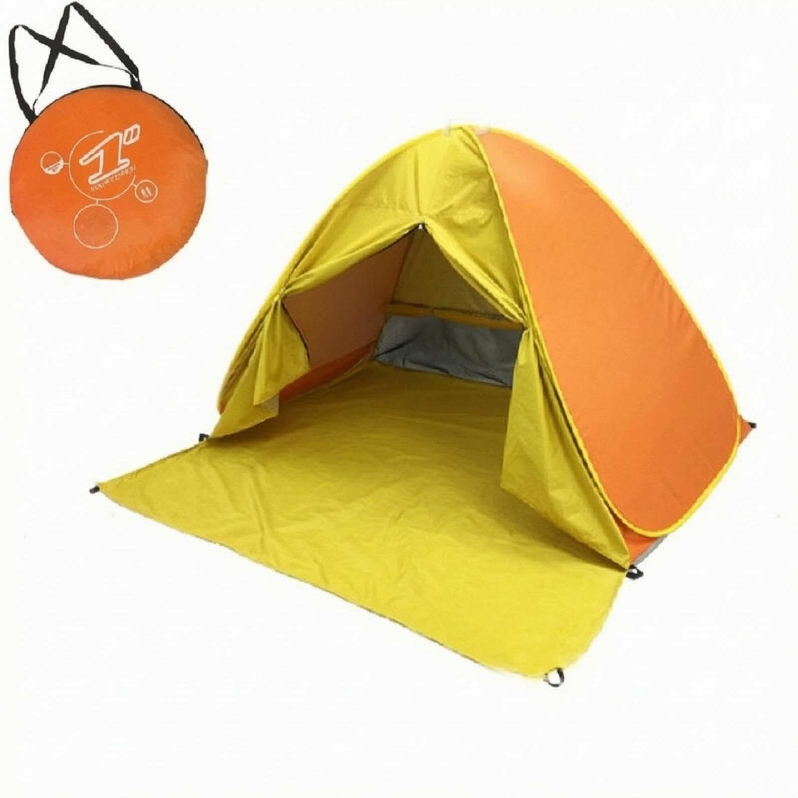 Beach Tent with Carry Bag Foldable Beachside Tent Freestanding for Families, Park, Camping Orange XL Upgraded-image-47