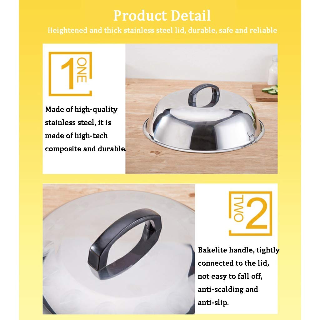 Coperchio,Coperchio in Vetro/Inox/Alluminio,Coperchi per pentole Coperchio per padella in acciaio inossidabile Coperchio per wok in vetro temperato Coperchi di ricambio per pentole di grandi