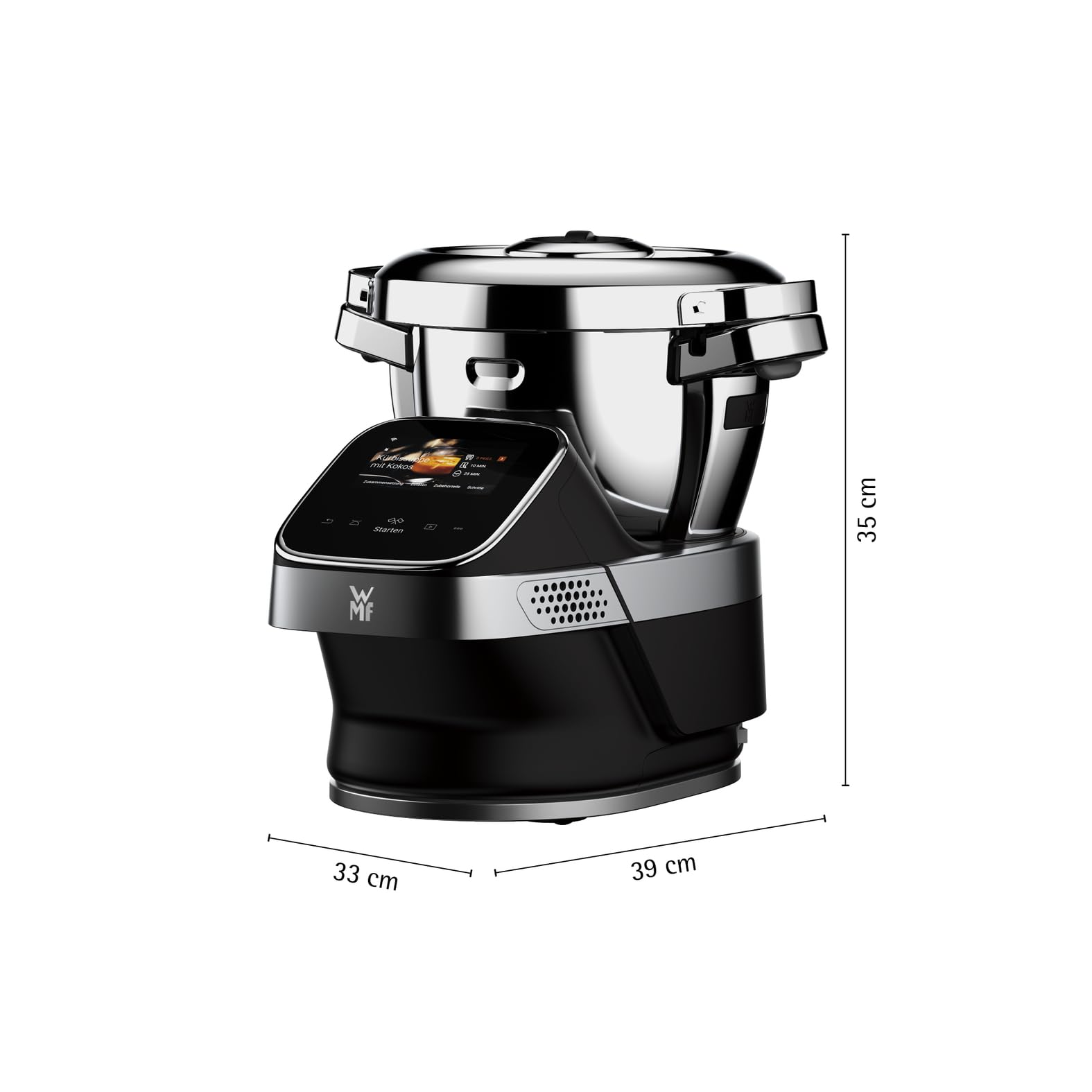 WMF Avantgarde Küchenmaschine mit Kochfunktion, besonders leise, 14 Kochprogramme, WLAN, Kochschüssel 3l, Touchscreen, intuitive App, Rezepte, edelstahl matt