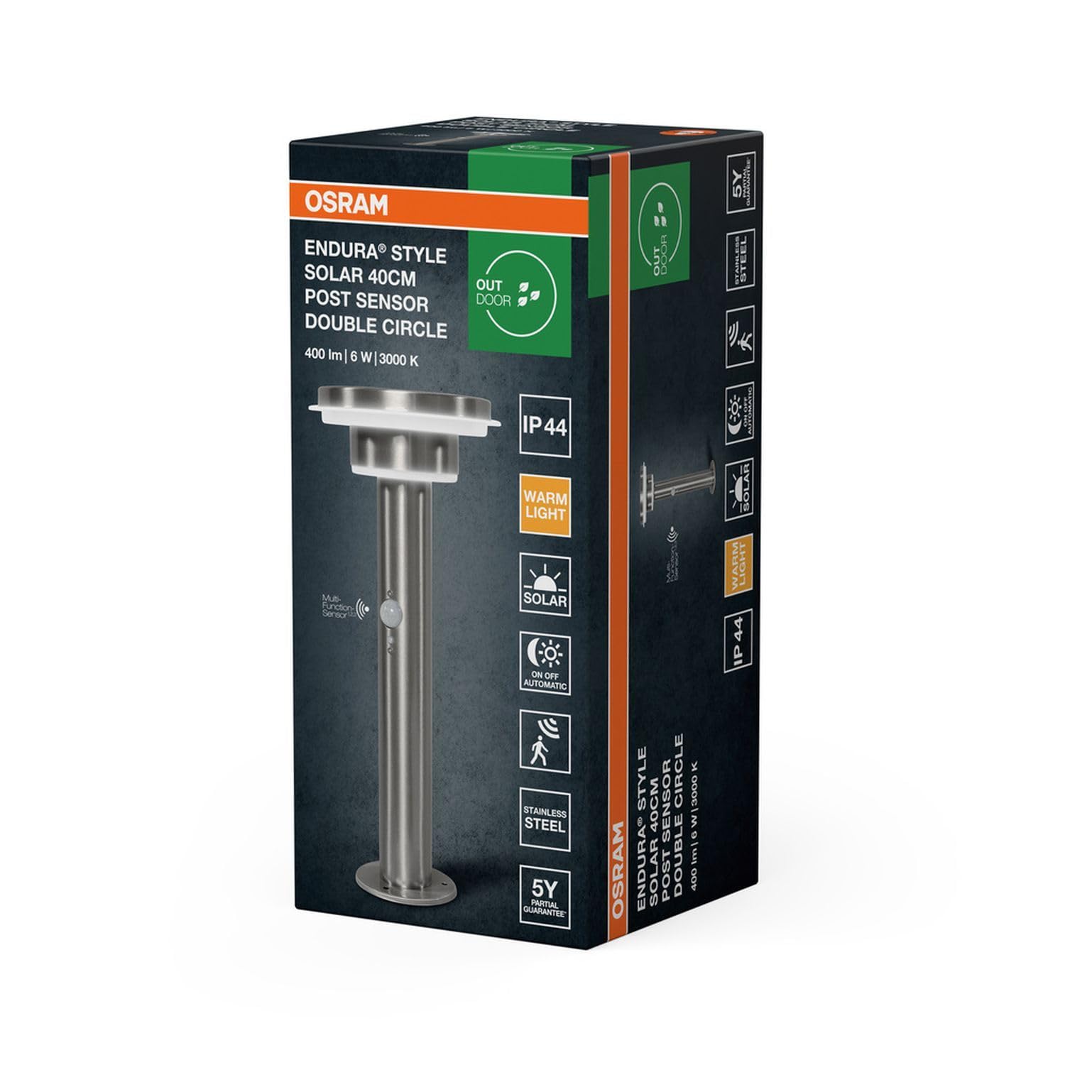 Licht-Erlebnisse LED Solar Wegeleuchte mit Bewegungsmelder Edelstahl 3000 K IP44 Außen modern gemütlich H:40 cm stilvoll Pollerleuchte Haus