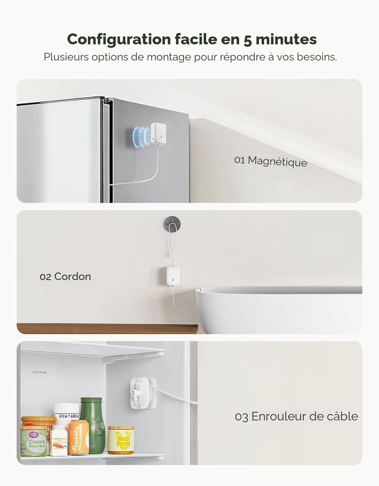 GoveeLife Thermomètre de réfrigérateur WiFi avec alarme, jauge de température numérique sans fil avec contrôle par application, 2 ans d'exportation de données gratuite, pour la maison, la cuisine, le