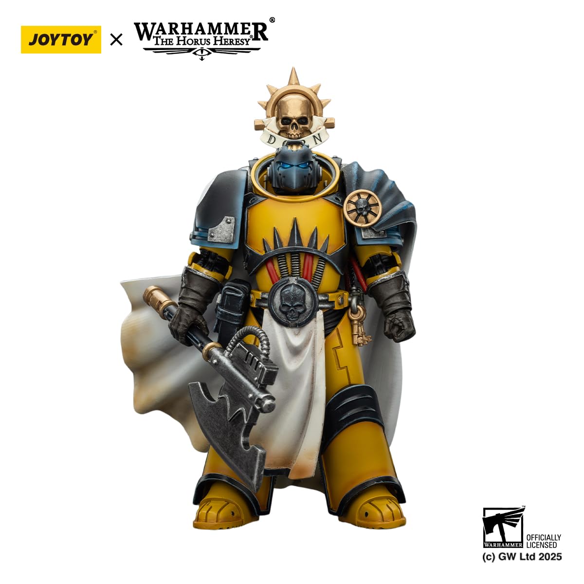 JOYTOY Warhammer 40k figurka 1/18, imperialne pięści, konsul bibliotekarza, z siekierą siłową i pistoletem śrubowym, prezenty kolekcjonerskie, zabawki dla dzieci w wieku 15+ i dorosłych, 12,40 cm