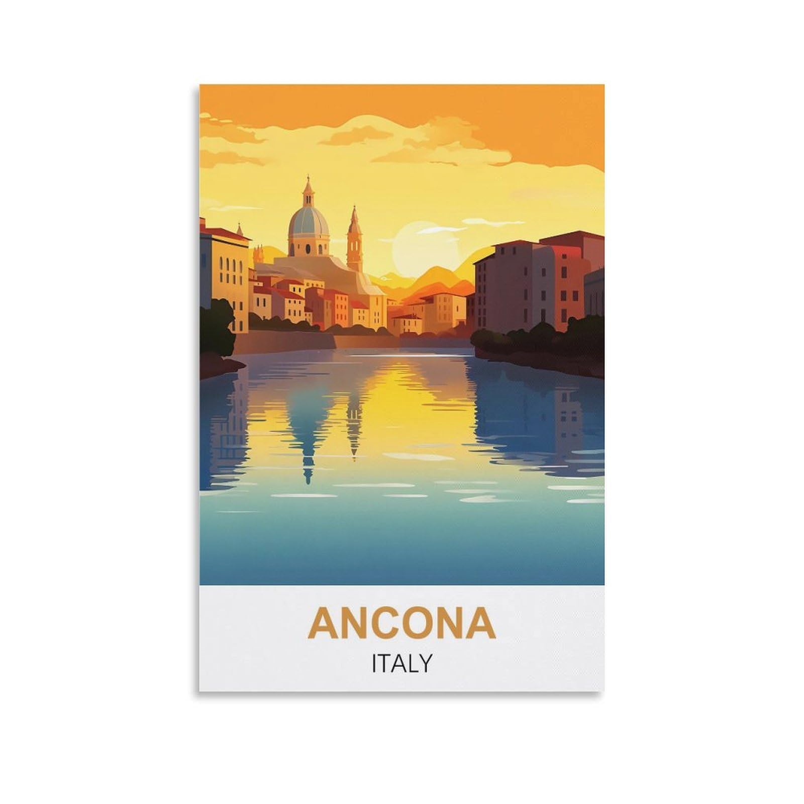Ctzikww Unframe-Style Ancona Italy Vintage Travel Posters 16X24inch(40X60cm) Canvas Art Prints Picture Wall Art Painting