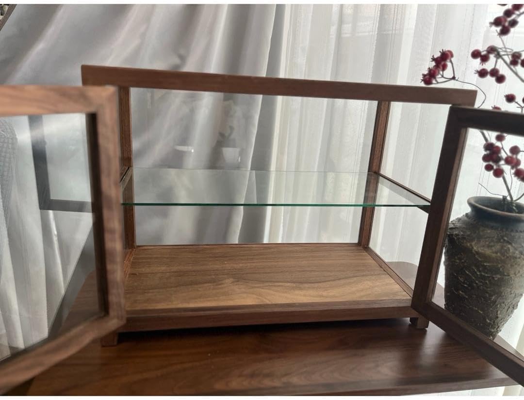 【無垢材】ガラスティーケース　キャビネット　キュリオケース　ウォールナット 無垢材】 ガラスティーケース キャビネット キュリオケース