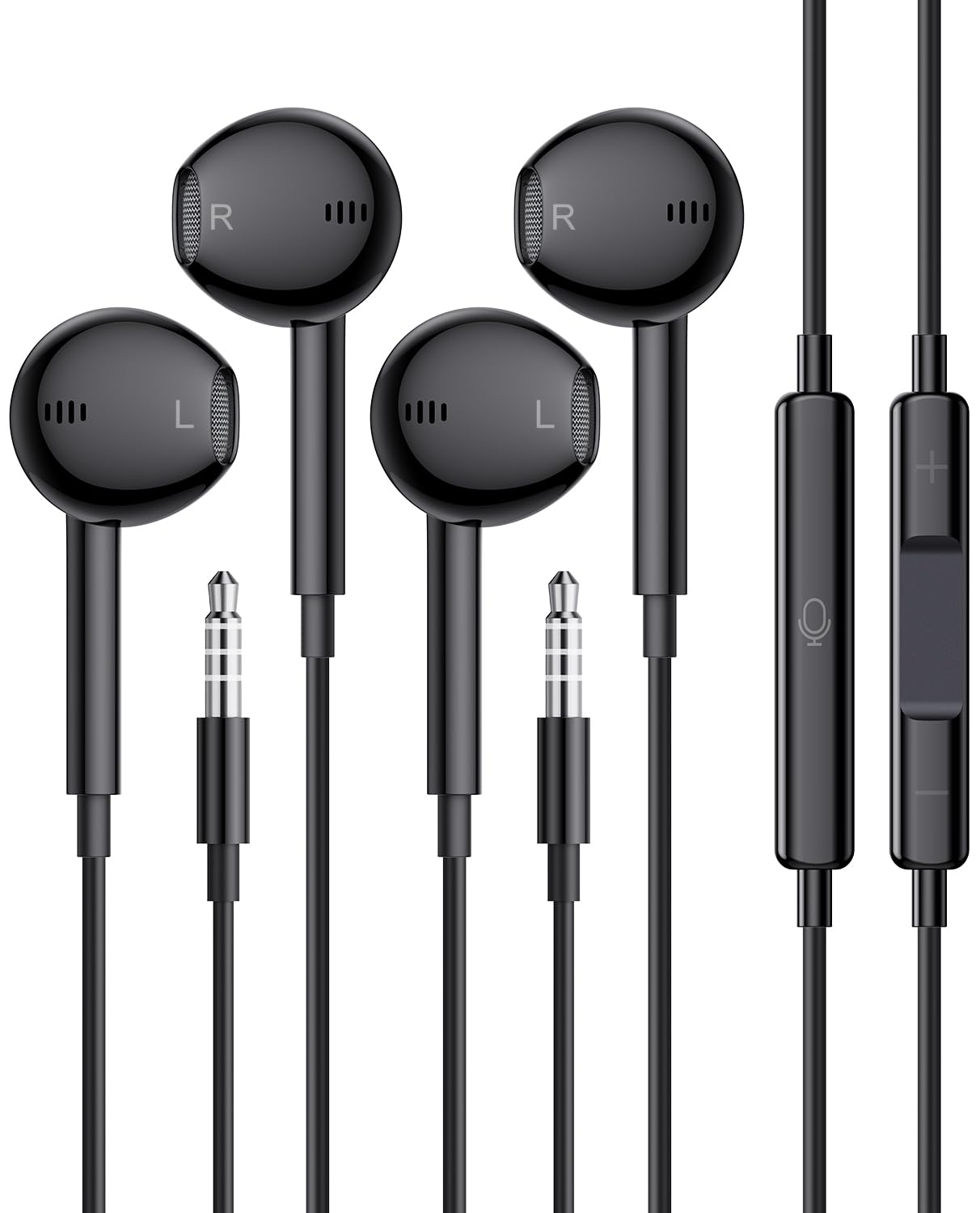 Wired Earbuds, 2 Pack 3.5mm Headphones with Microphone Clear Call HiFi Stereo Volume Control Earphones for iPhone iPad Samsung Kindle Switch MP3/4 (