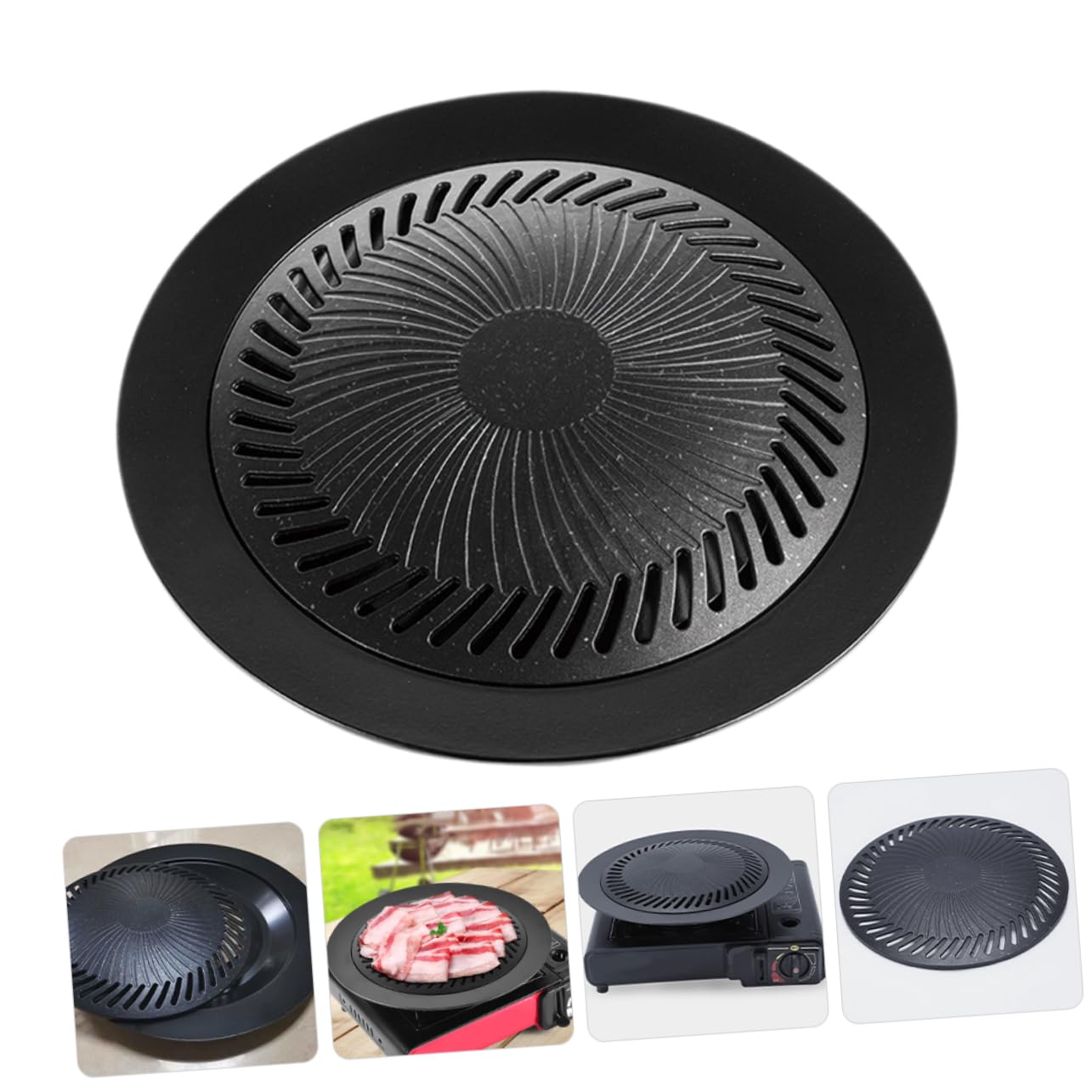 mata do grillowania, Zewnętrzny aluminiowy stojak na grilla z miejscem Camping czarny 32cm