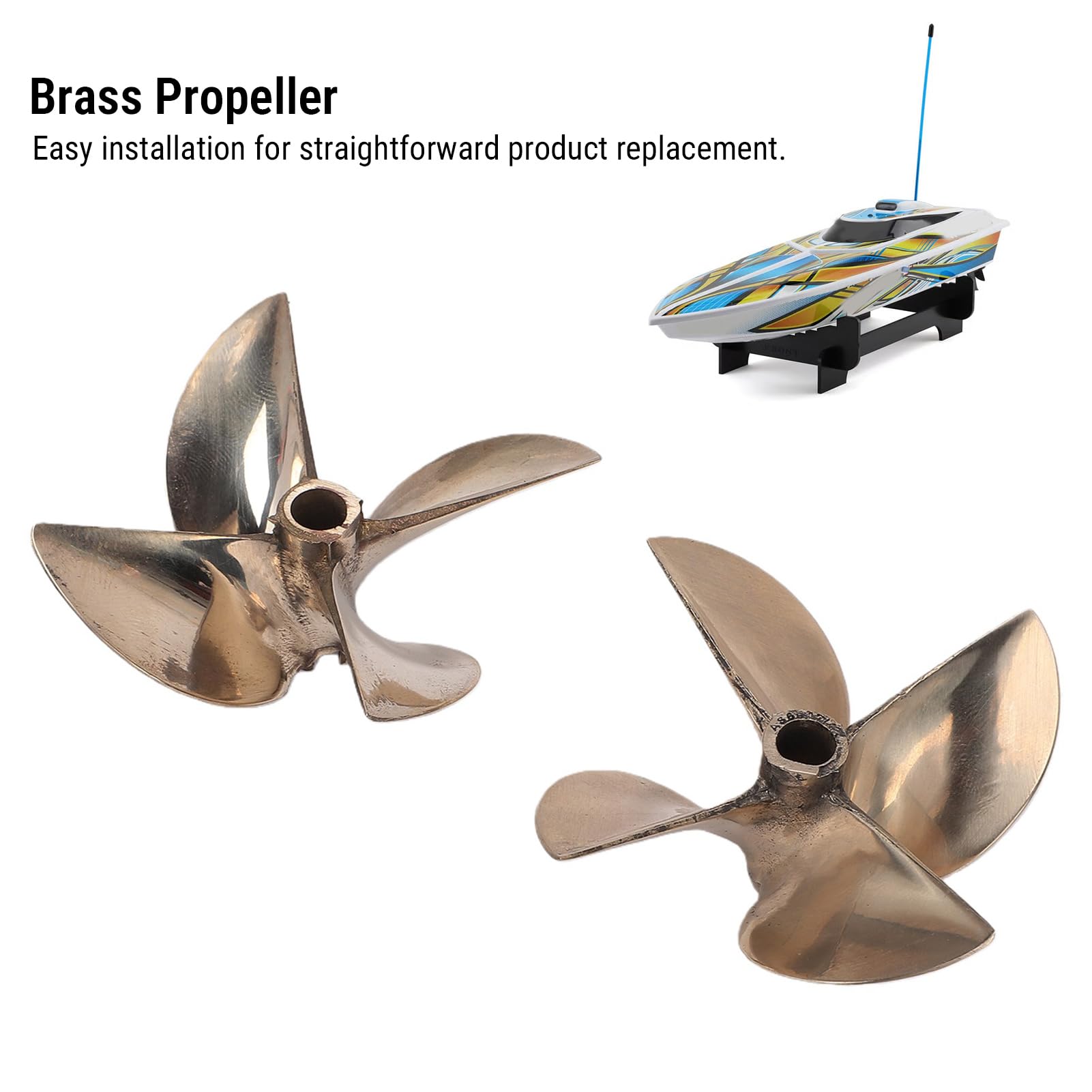 Haofy 2 Stück Messing Schiffspropeller 4 Blatt Propeller, 67 Mm 1,7 Zoll Steigung for RC Boot 836 | Präzise 67 mm Durchmesser, 1,7 Zoll Steigung, 4-Blatt-Design aus Messing