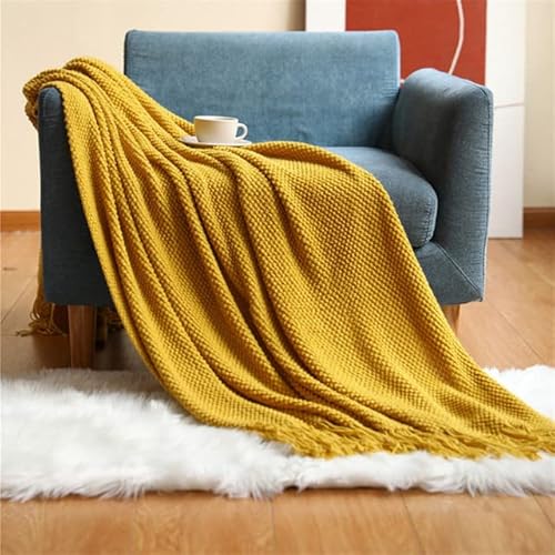 Warme Strickdecken für Bett, Winter, Sofabezug, Tagesdecke, Anti-Pilling, weiche Decke, einfarbig, geprägte Decke, nordisches Dekor, Decke, 127 x 152 cm