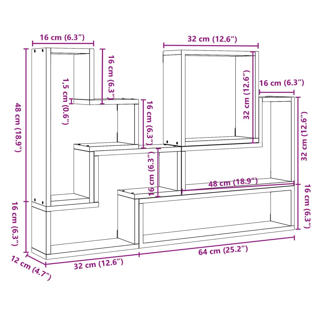 Estantería de pared blanca de material de madera, 96 x 12 x 64 cm, con mucho espacio de almacenamiento y fácil montaje en pared para salón, dormitorio, cocina, baño, pasillo, estudio