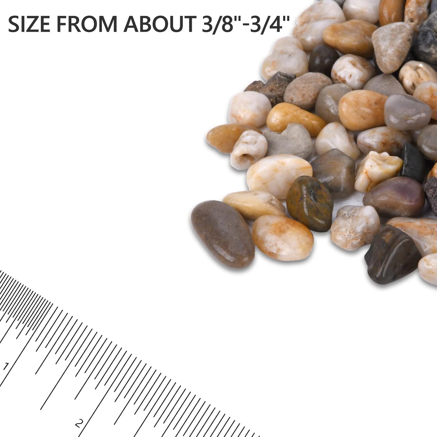 GasSaf 18 Pounds Polished Pebbles, Natural Polished Mixed Color Stones, Decorative Gravel for Plants, Vases, Aquariums, Outdoor Decorative, DIY Decorative River Rock Stones - Small(3/8"-3/4") : Patio, Lawn & Garden