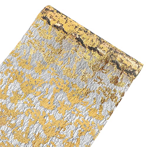 Weltrxe Gold Table Runner, Metallic Gold And Black Thin Mesh Table Runner Roll 11 Inch X 50 Feet Gold Party Table Runner Wedding, Bridal Shower, Birthday, Anniversary Centerpieces For Tables Decor #TOP12