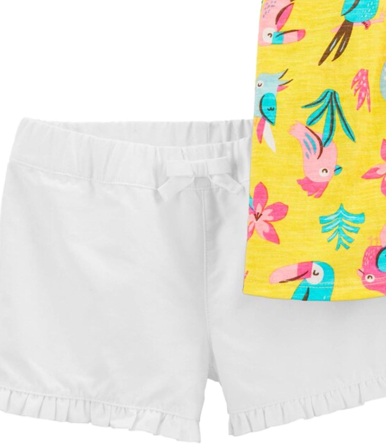 Carter's Baby Girls 2-Pc. Cotton Toucan-Print Top & Shorts Set Yellow Multi