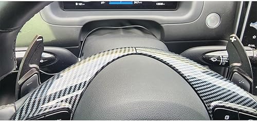 Miniatura 6 de Ruihe Funda de volante de color de fibra de carbono moldura apta para Hyundai Elantra, Santa Cruz, Tucson 2021-2025 diseño universal y accesorio