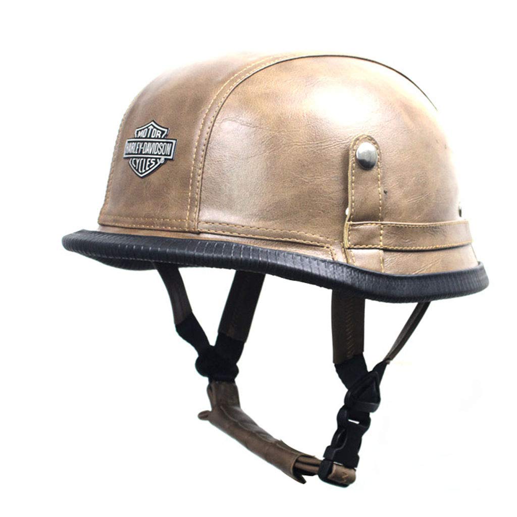 GWM Helmet, motorcycle Harley locomotive helmet Prince Harley cap scooter jet float pilot cruiser retro power helmet riding (Color : Chocolate)