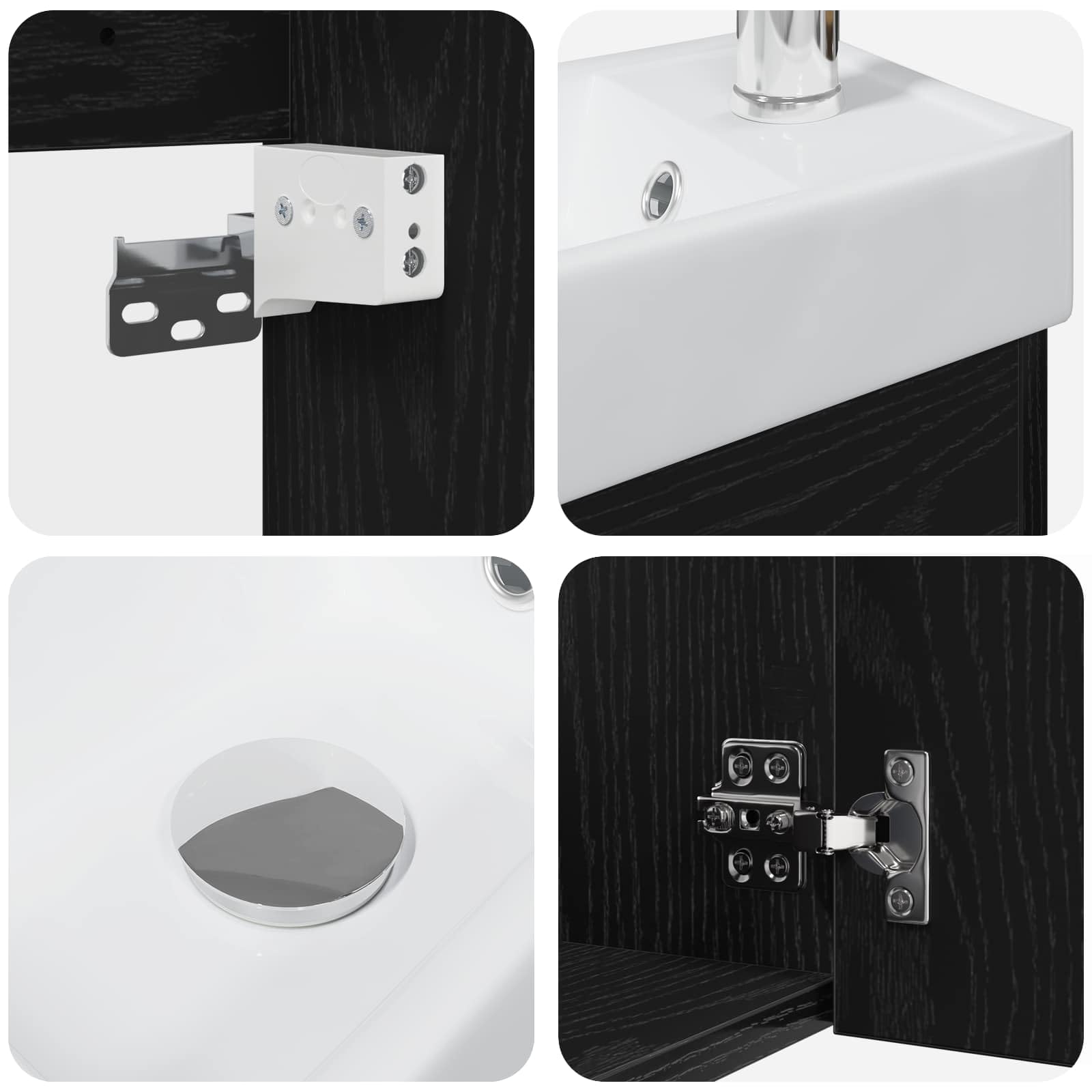 Lavabo con lavabo y grifo, 40,5 cm, roble negro