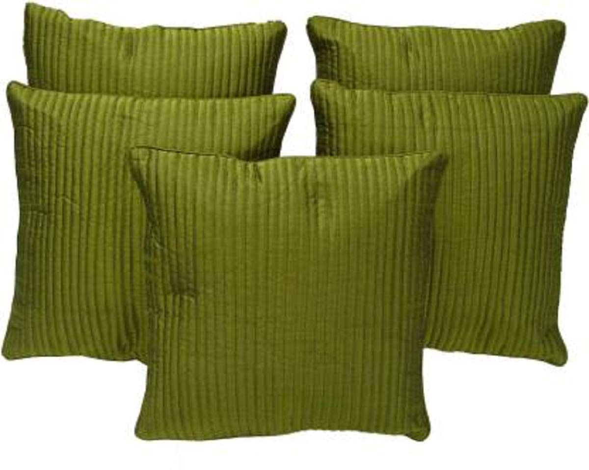 MONKDECOR Plain Silk Cushion Cover 12x12 inches (Dark Green) Set of 5 Pieces-image-21