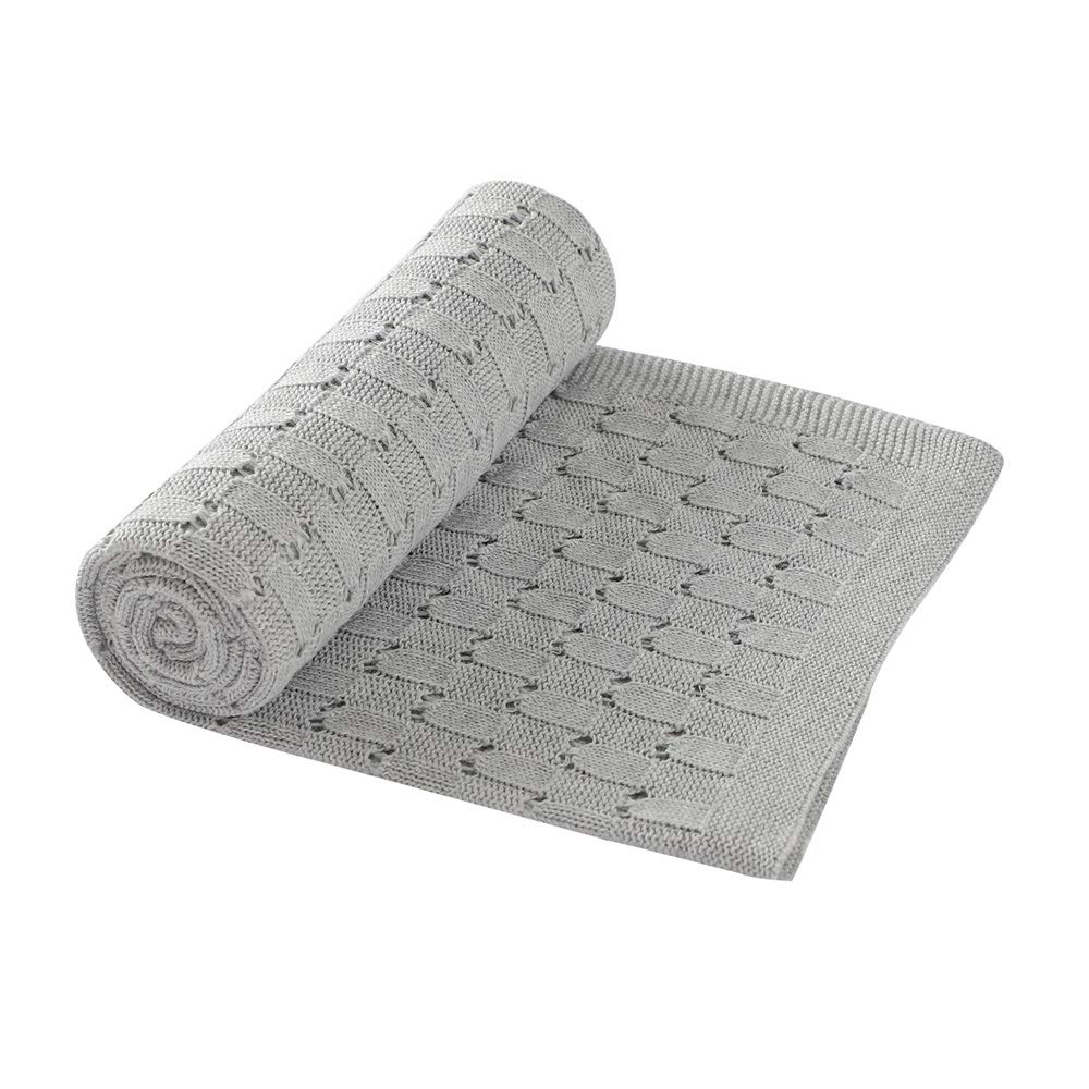 Little English Cotton Cellular Blanket - Extra Soft blanket Ideal for Prams, Cots, Car Seats and Moses Baskets. - 100% Cotton - Grey - 100cm x 80cm