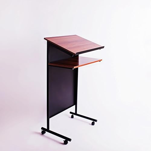 Soporte de podio clásico portátil, escritorio de pie multifunción ajustable en altura para profesor, conferencia, presentación en el aula con tapón