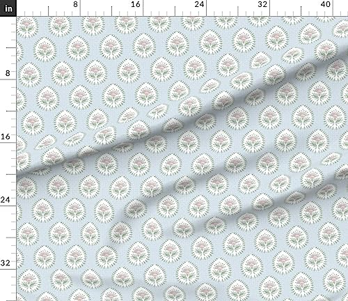 Spoonflower FI-F86-D13925576-1Y Fabric - Flower Paisley Cottagecore Lotus Floral Teardrop Block Print French Printed thumb #3
