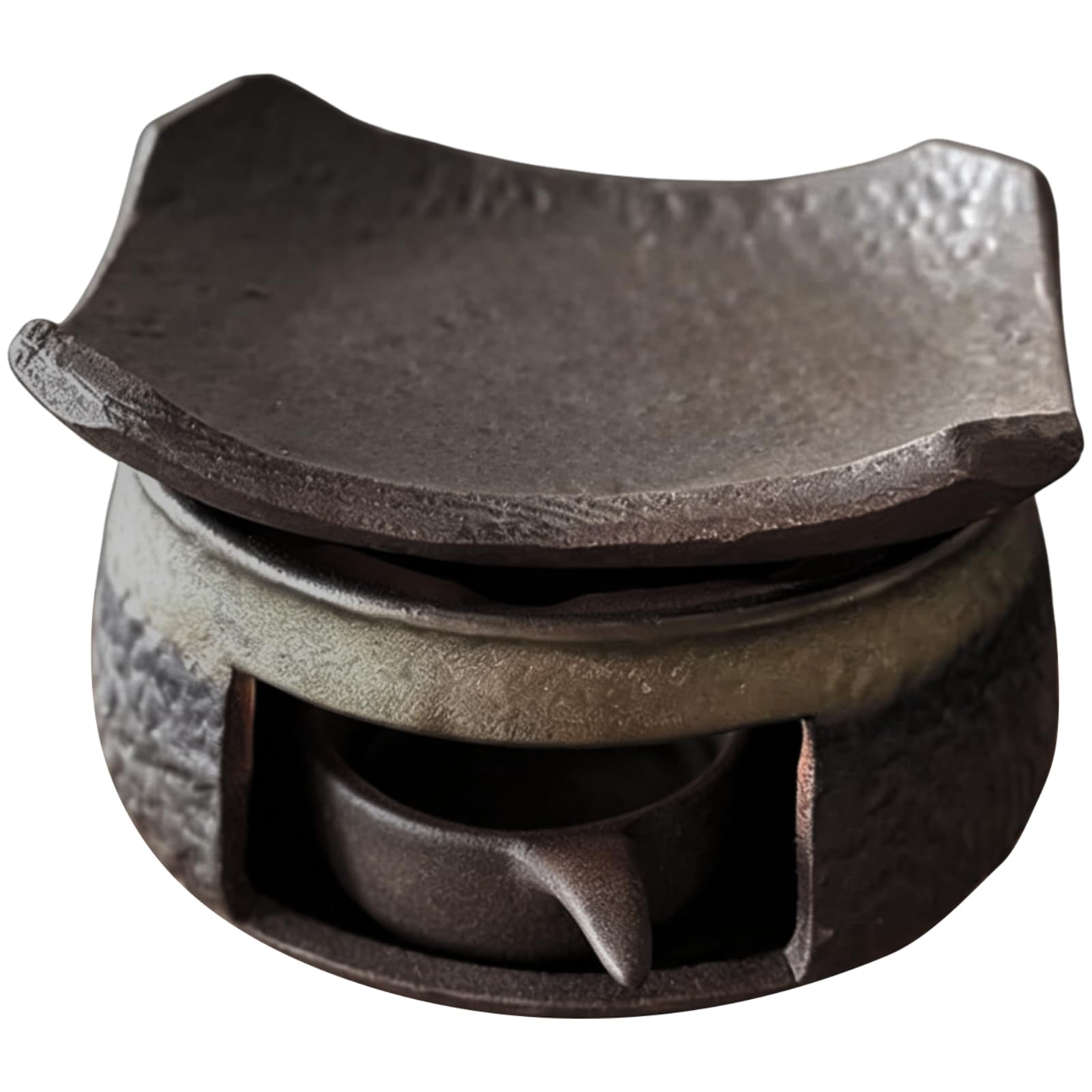Keramik Duftbrenner, Duftöl Diffuser mit Teelicht, Halter für Teelichter, Kräuter und Räucherplatte, Duftverbreiter im Zen Stil für Zuhause, Büro, Meditation und Entspannung