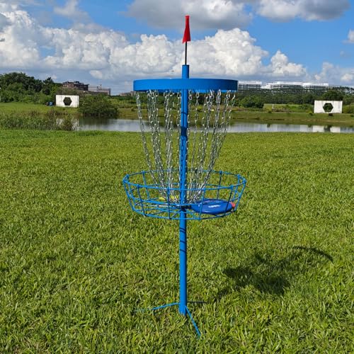 Image of Disc Golf Basket - Portable Disc Golf Target with Heavy Duty 24-Chains Come with 6pcs Disc Golf Discs and Carry Bag, Ground Stake -Suitable for Players of All Levels - Multi Color Available