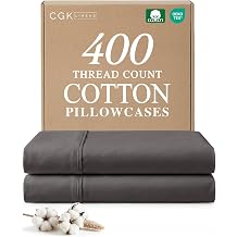 100% Cotton Pillow Cases Queen Size - Cooling, Breathable & Soft Pillowcase Covers Set of 2 - 400 Thread Count Cotton - Wrinkle Free - Machine Washable Protectors - Luxury Hotel Bedding - Dark Grey