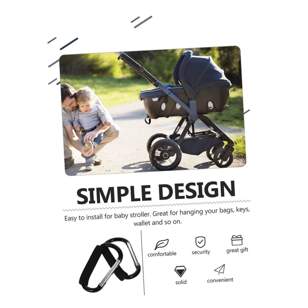 3pcs Durable Stroller Hooks Multi-Function Hangers for Diaper Bags and Shopping Easy to Install Capacity Practical Accessory for Outdoor Use