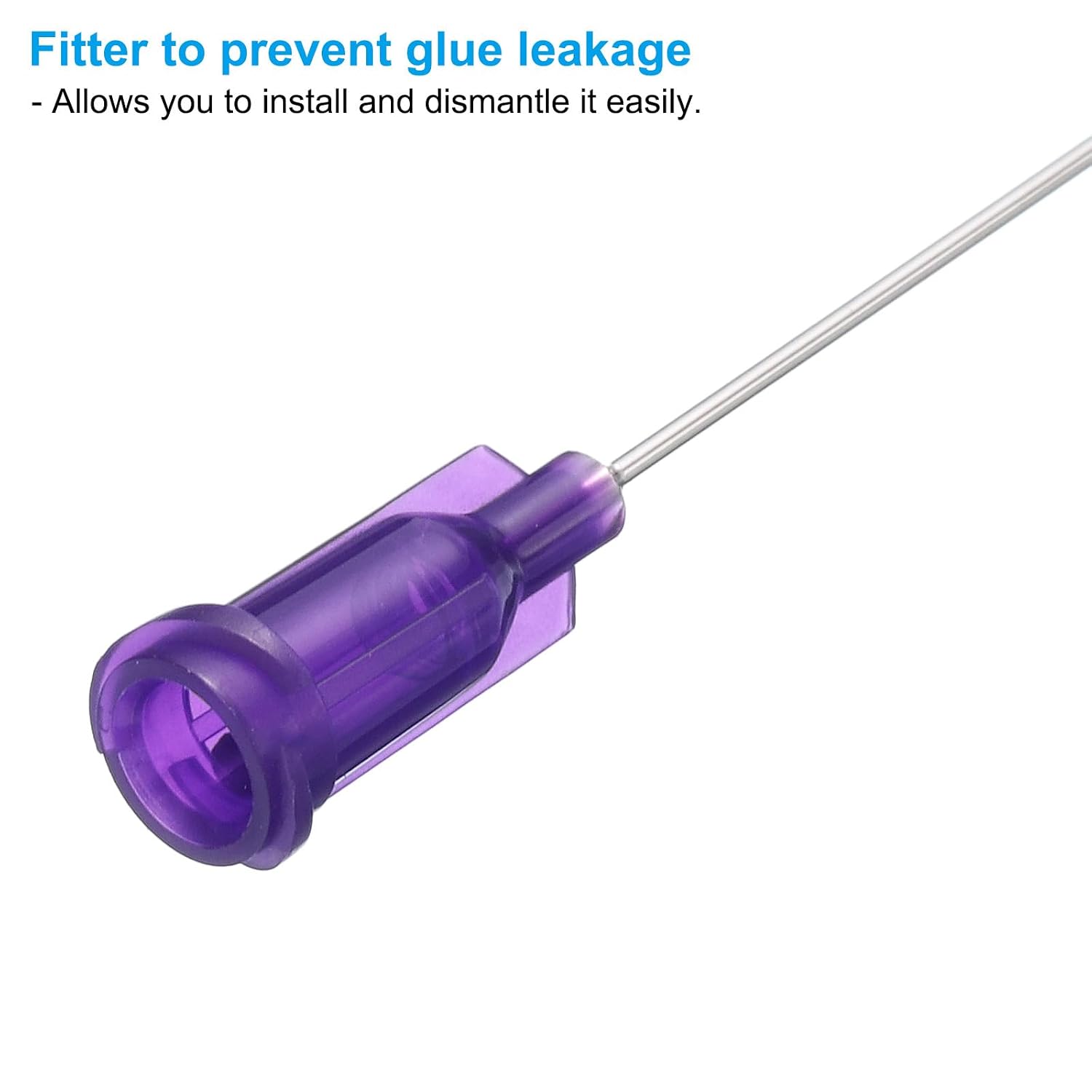 PATIKIL 21Ga x 2 Inch Dispensing Needle Tips, 10Pcs Stainless Steel and Plastic Glue Needle Tube Blunt Tips with Luer Lock for Glue Oil Applicator, Purple