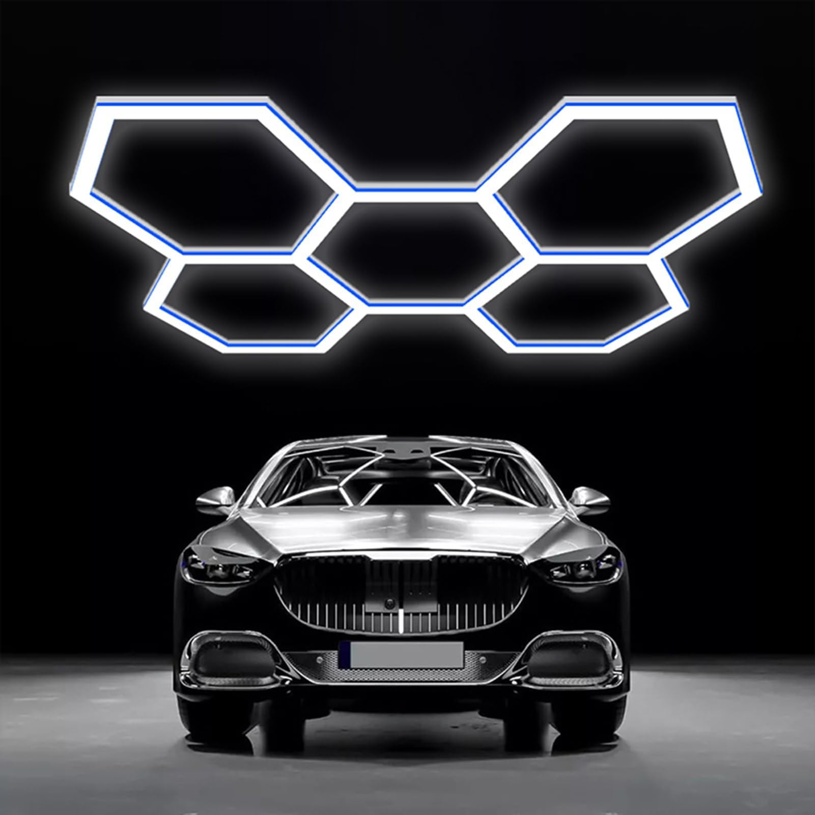 Plafonnier LED hexagonal pour garage et atelier de detailing automobile