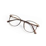 FONHCOO Blue Light Blocking Glasses Women Men TR90 Round Computer Eyeglasses (Coffee)
