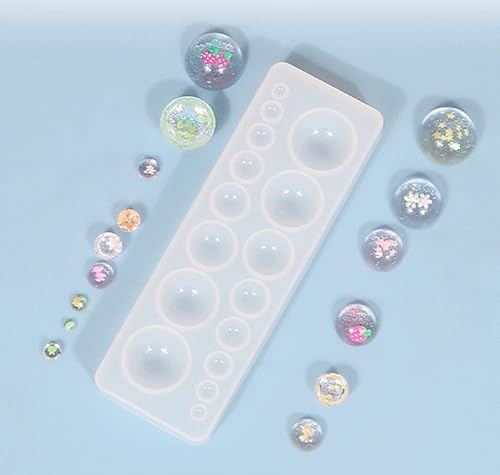 Miniatura 6 de DD-life 2 moldes de silicona de gemas cabujón, molde de silicona redondo transparente para hacer aretes, joyería, proyectos de manualidades