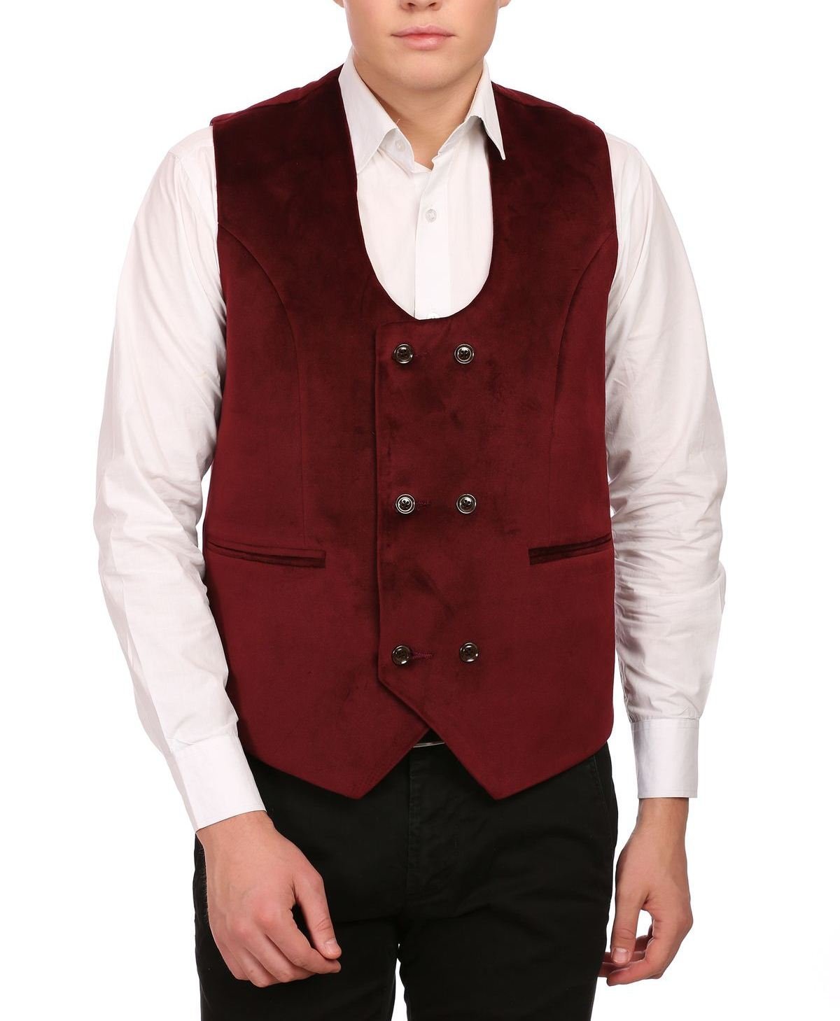 wintage Men's Velvet Party Vest Waistcoat-4 Colors-picture-45
