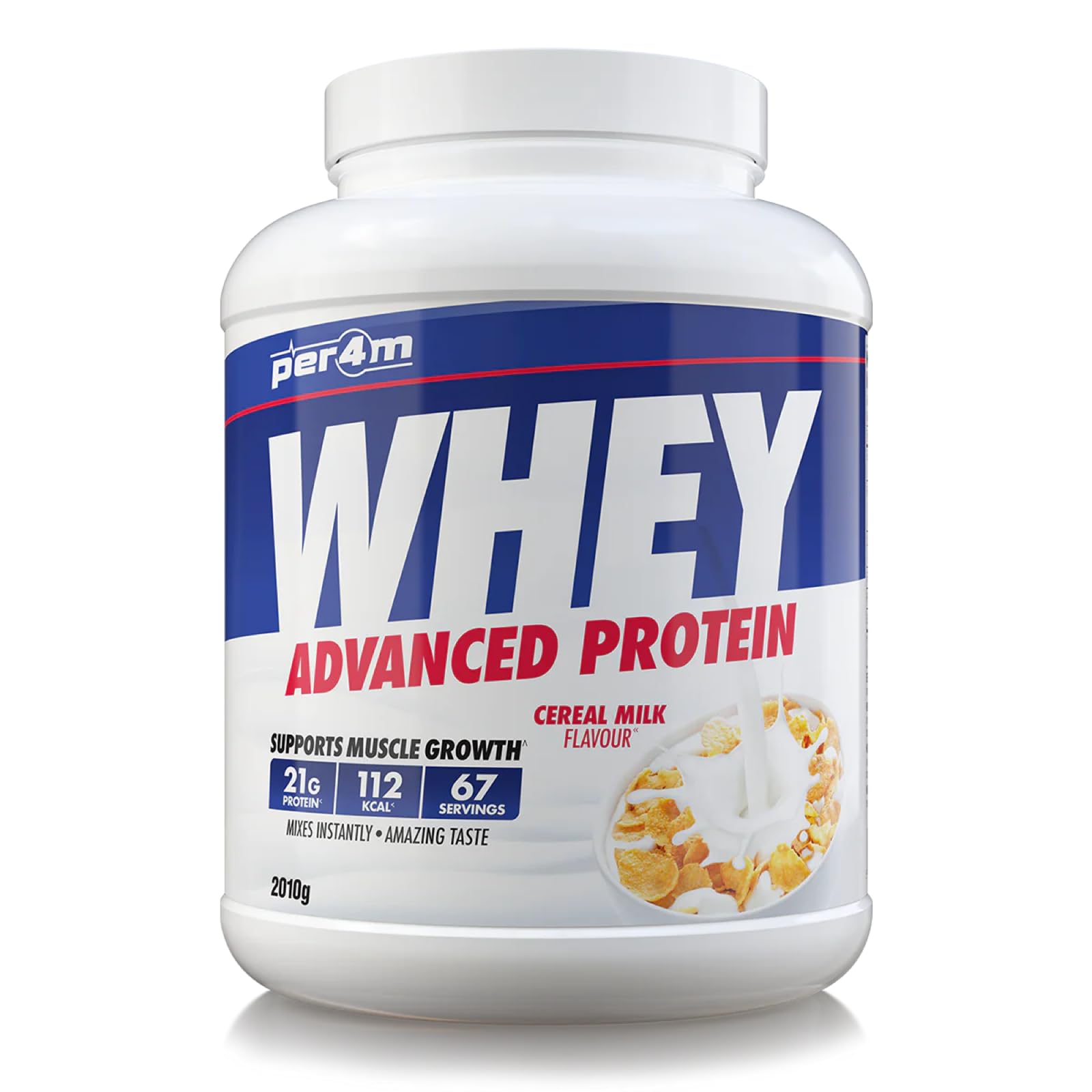 Per4m Protein Whey Powder | 67 Servings of High Protein Shake with Amino Acids | for Optimal Nutrition When Training | Low Sugar Gym Supplements (Cereal Milk, 2010g)
