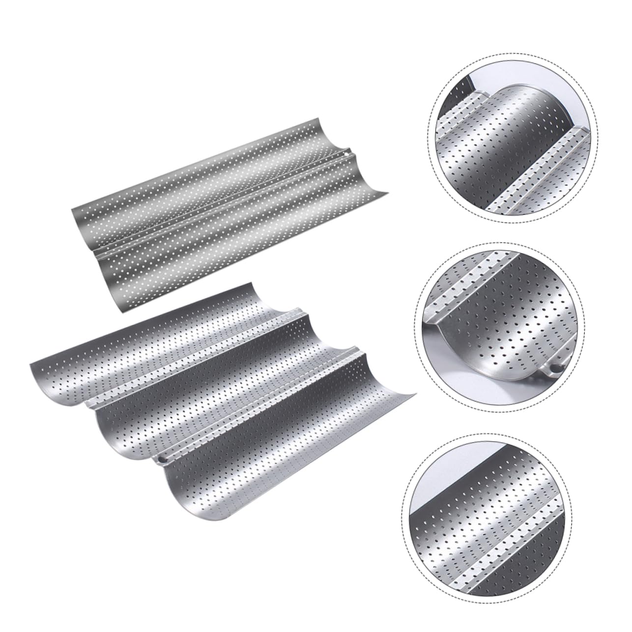 LIFKOME Molde Diseño Ondulado de Acero Inoxidable 2piezas para Hornear Pan Baguette Fácil de Limpiar y Almacenar, Adecuado para Cocina en Casa