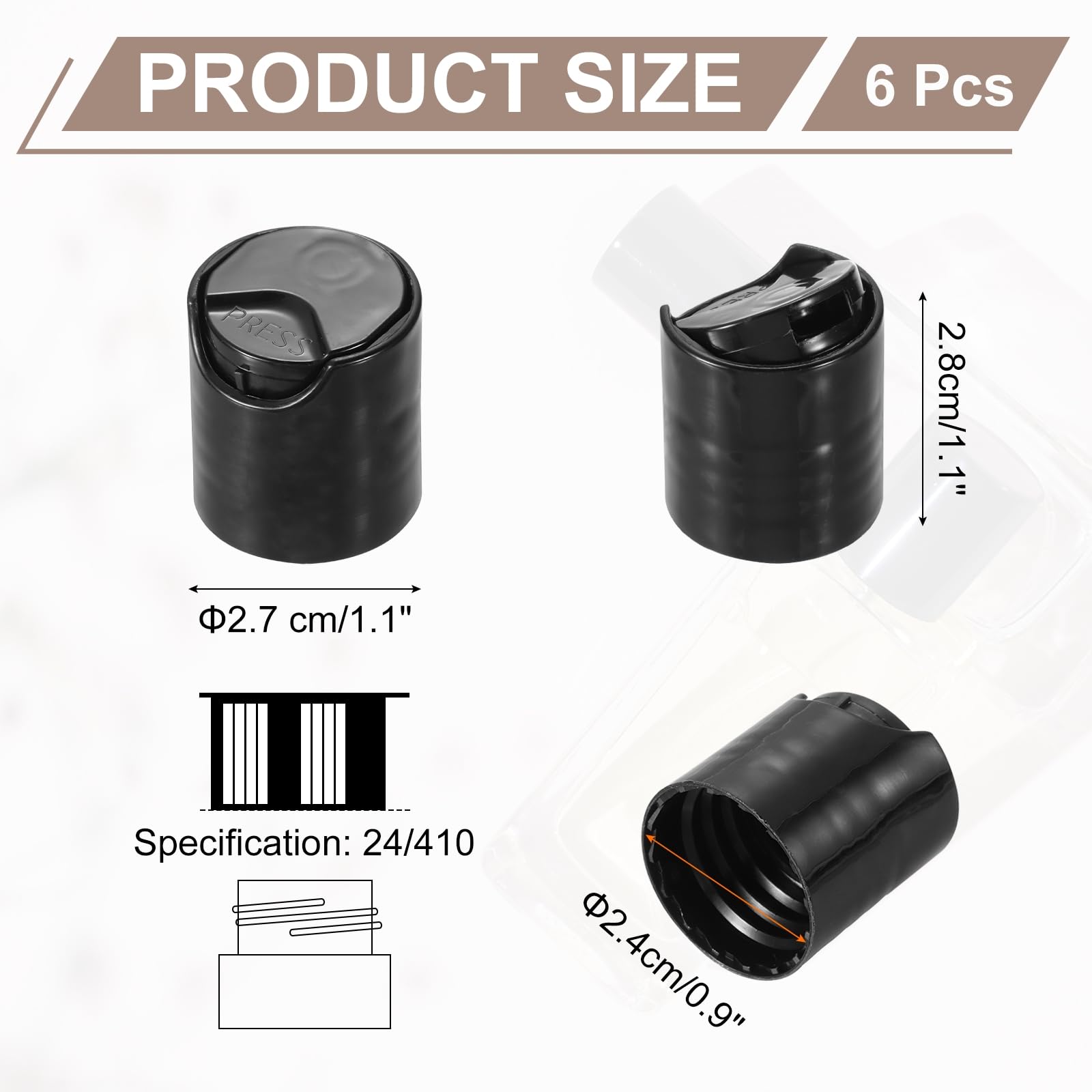 Amazon｜uxcell 6個セット 黒ディスクトップキャップ 交換用 24/410