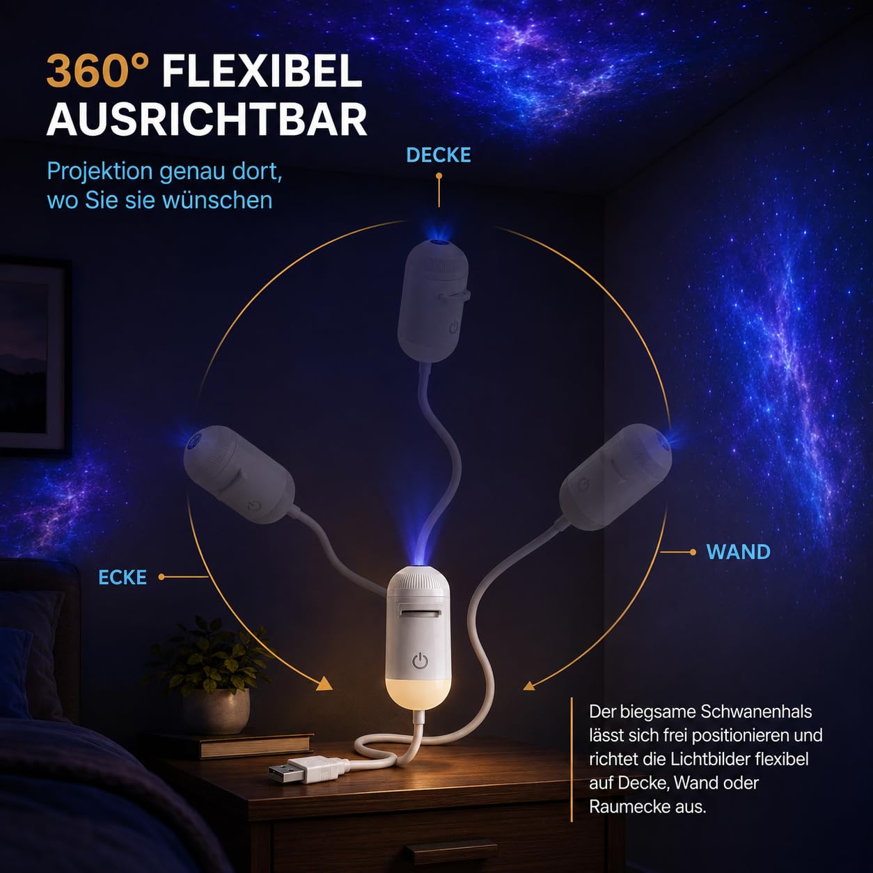 Inteligentny holograficzny projektor nocny-8